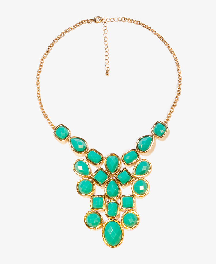 Faceted Faux Stone Bib Necklace | FOREVER21 - 1027706297
